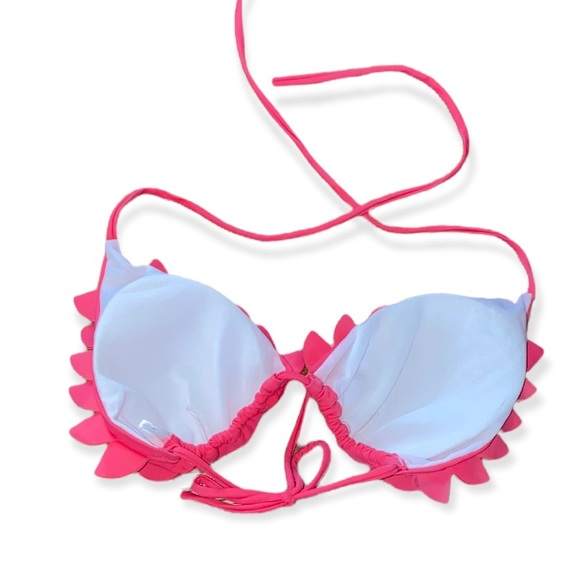 NWT Flamingo 🦩 pink ruffle bathing suit top & white bottom set - Picture 2 of 3